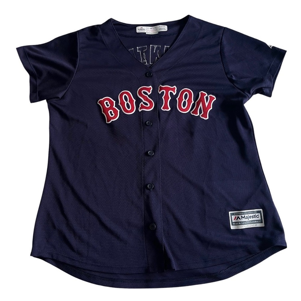 Boston Red Sox #16 Benintendi Majestic Cool Base Jersey XL Womens Navy MLB